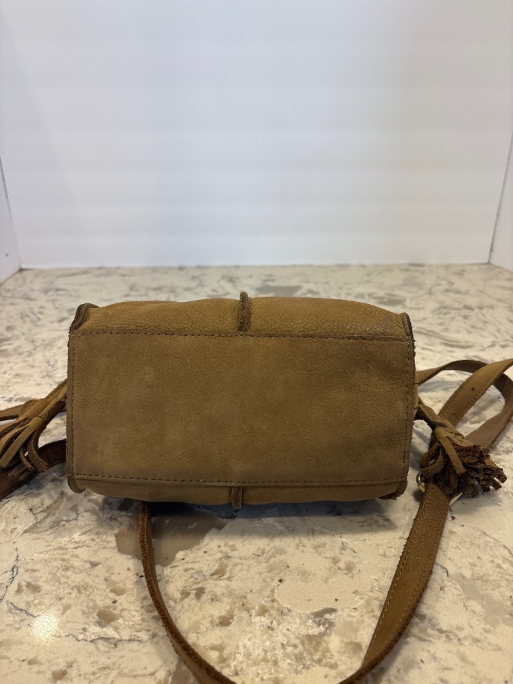 Miss Albright Anthropologie Taupe Leather Crossbody Handbag - Picture 4 of 6